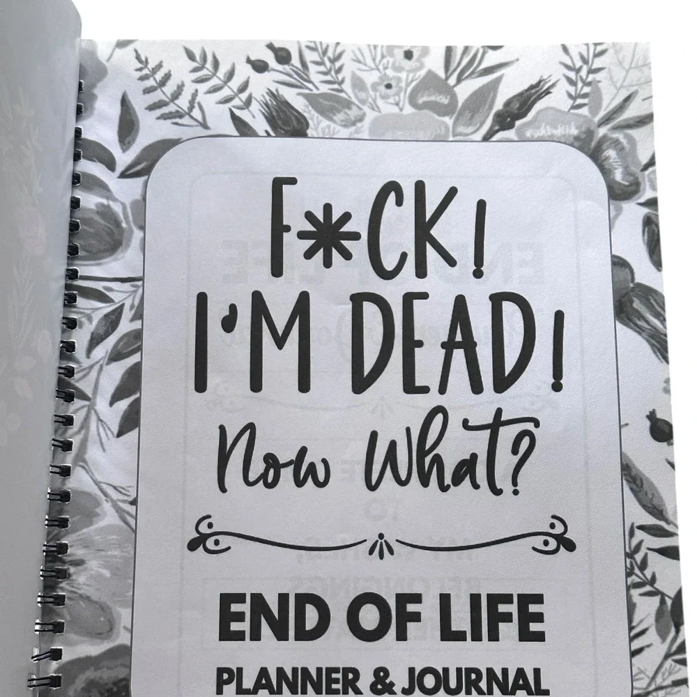 Unbranded End of Life Planner Journal Unisex OS Black Excellent‎ Floral Humor